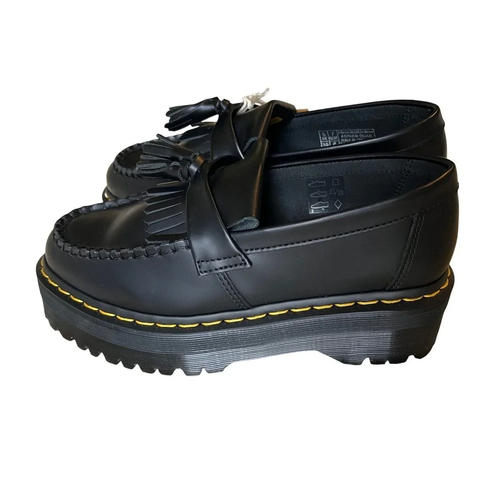 Dr. Martens Black Leather Platform Tassel Loafers - Picture 6 of 13